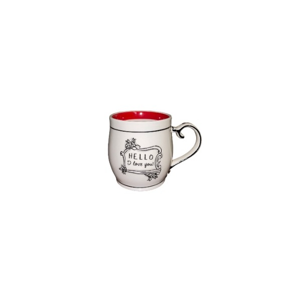 Anthropologie Katie Mandy “Hello I Love You” Red and White Ceramic Mug - Picture 1 of 8